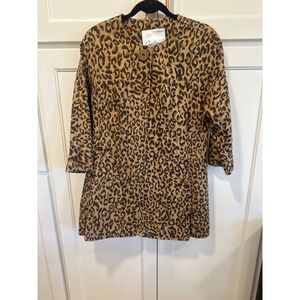 Carol Anderson VTG Leopard Print Jacket 3/4 Sleeve Button boho casual Women S
